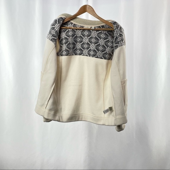 L.L.‎ Bean Printed Fleece Full Zip Jacket in Cream Grey Size Large - Picture 3 of 7